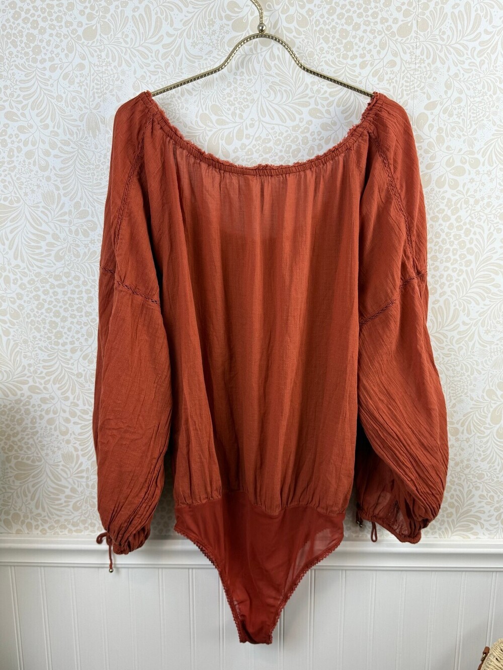 Free People Intimately Rust Sundown Balloon Sleeve Bodysuit - Size - Large - Picture 5 of 8